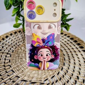 Colorful Cartoon Girl IPHONE 17 PRO MAX Case with Rainbow Bow